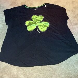Lane Bryant Black Tee with shamrock ☘️ rhinestones sz 22/24 nwt st. Patricks day